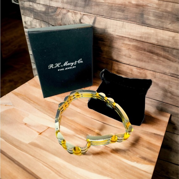 R.H. Macy Other - R.H. Macy Mens Two Toned Stainless Steel Metal Link Diamond Bracelet 9” Long